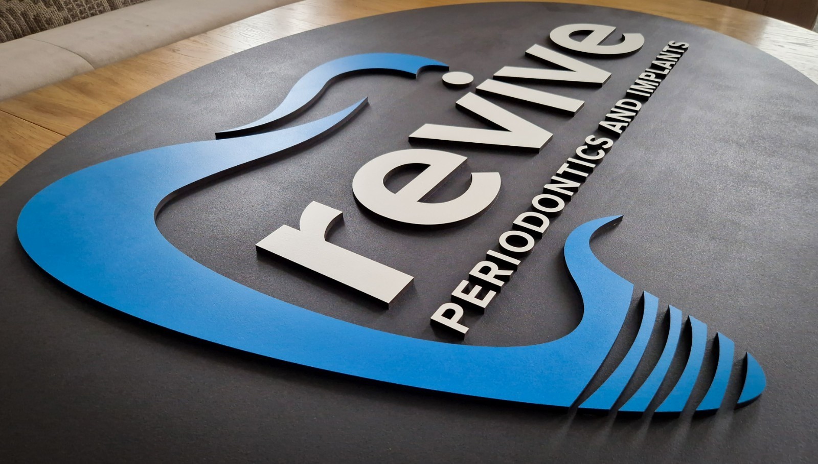 Dimensional Wooden Logo Wall Sign — Layered 3D, Hand Painted, LED Optional