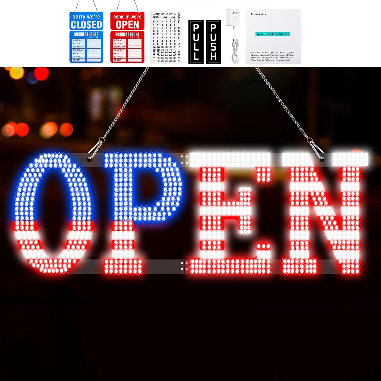 Ultra Bright LED Open Sign for Business – 40″ x 14″ – Perfect for Any Store