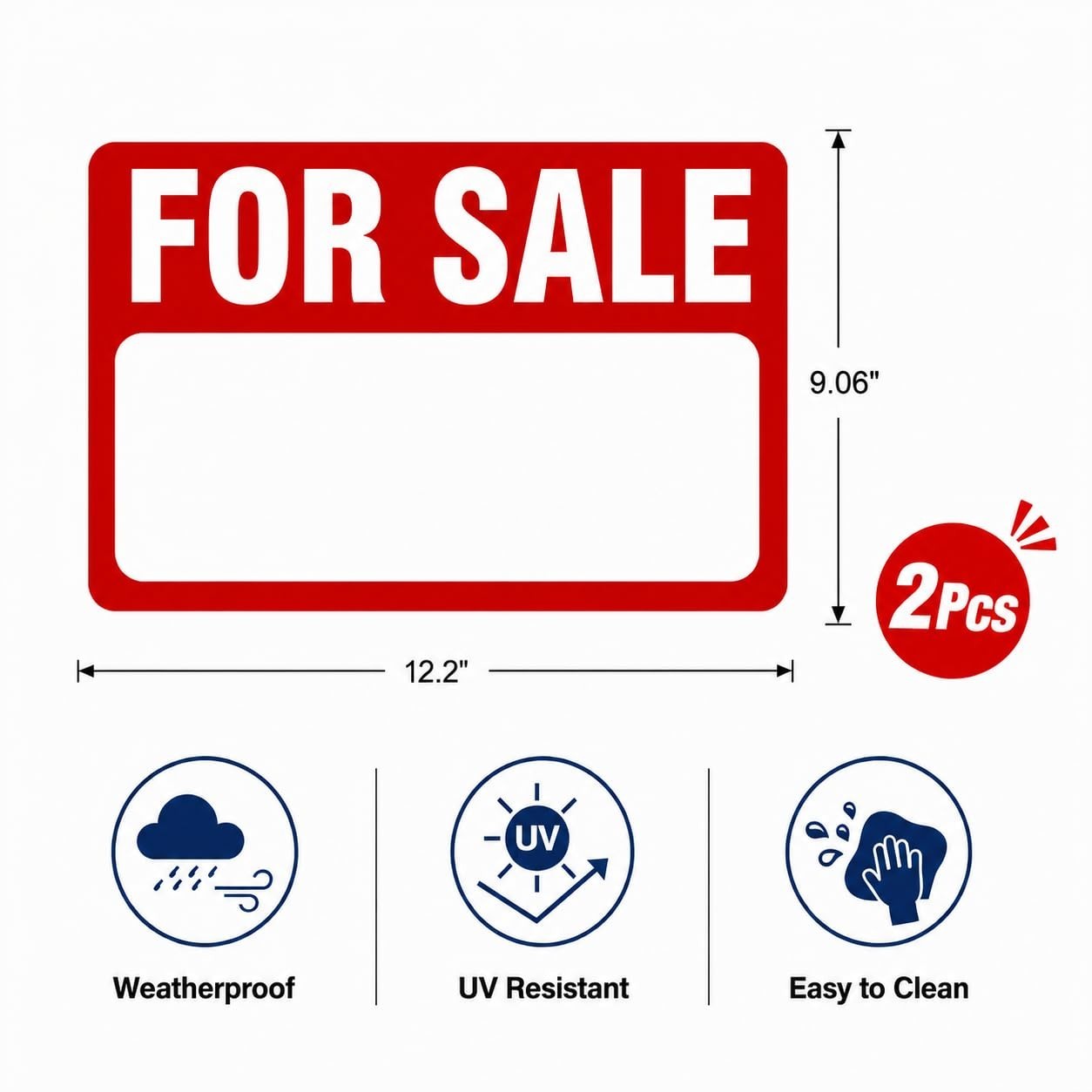 Magnetic Vehicle For Sale Signs – 2 Pack, 12.2″ x 9.06″, High Visibility, Reusab