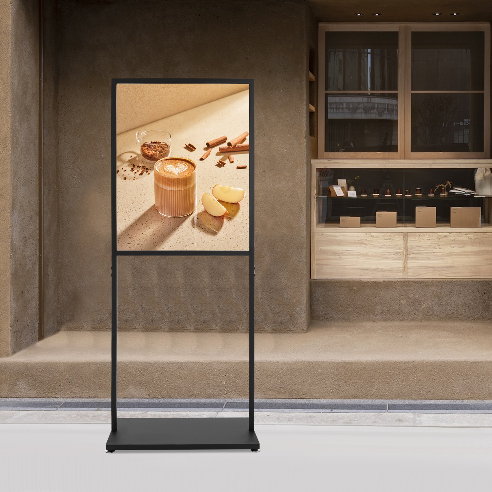 Rectangular Metal Advertising Display Stand Freestanding Poster Display Stand