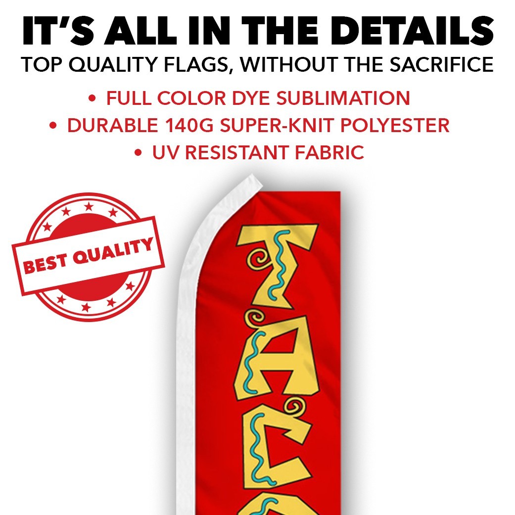 Tacos Advertising Swooper Feather Flutter Flag Concessions Food RED