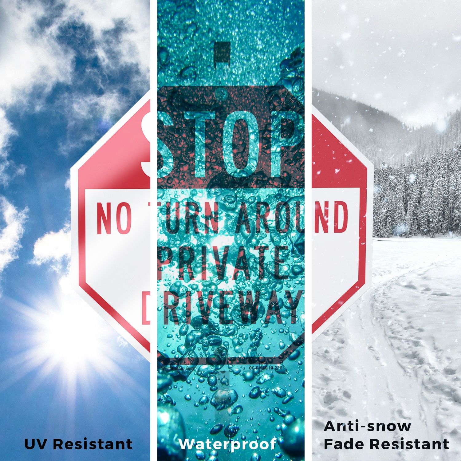 Stop No Turn Around Private Drive Octagon Sign With Stake Weather Resistant