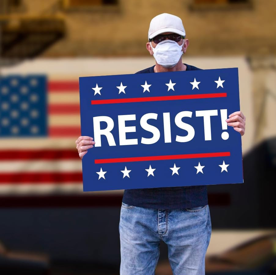 Resist! Sign anti Trump MAGA Yard Sign Double Sided Corrugated Plastic Outdoor W