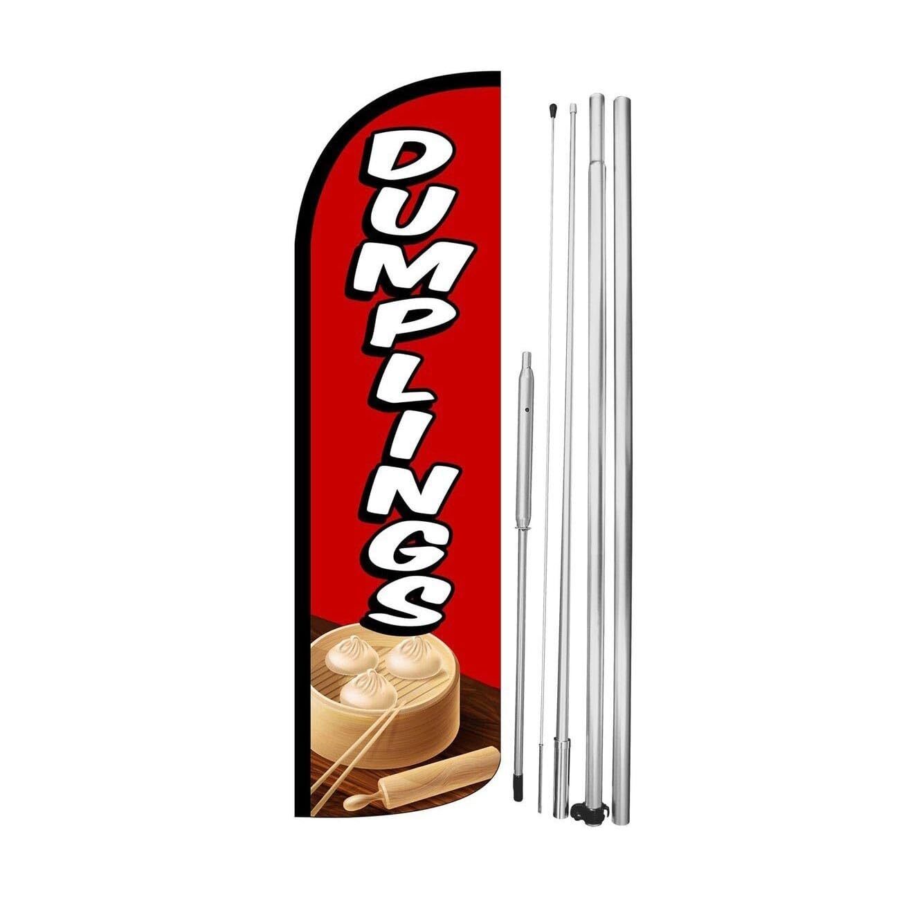 Dumplings Swooper Flutter Feather Flag | 3ft W x 11.5ft Tall