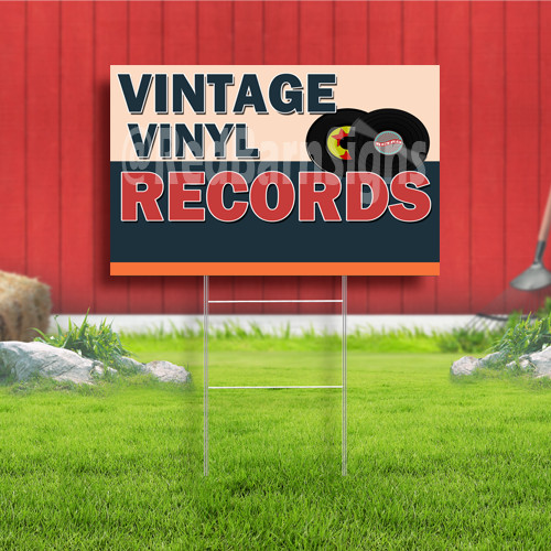 Vintage Vinyl Records Coroplast Sign Plastic Indoor Outdoor Yard Sign