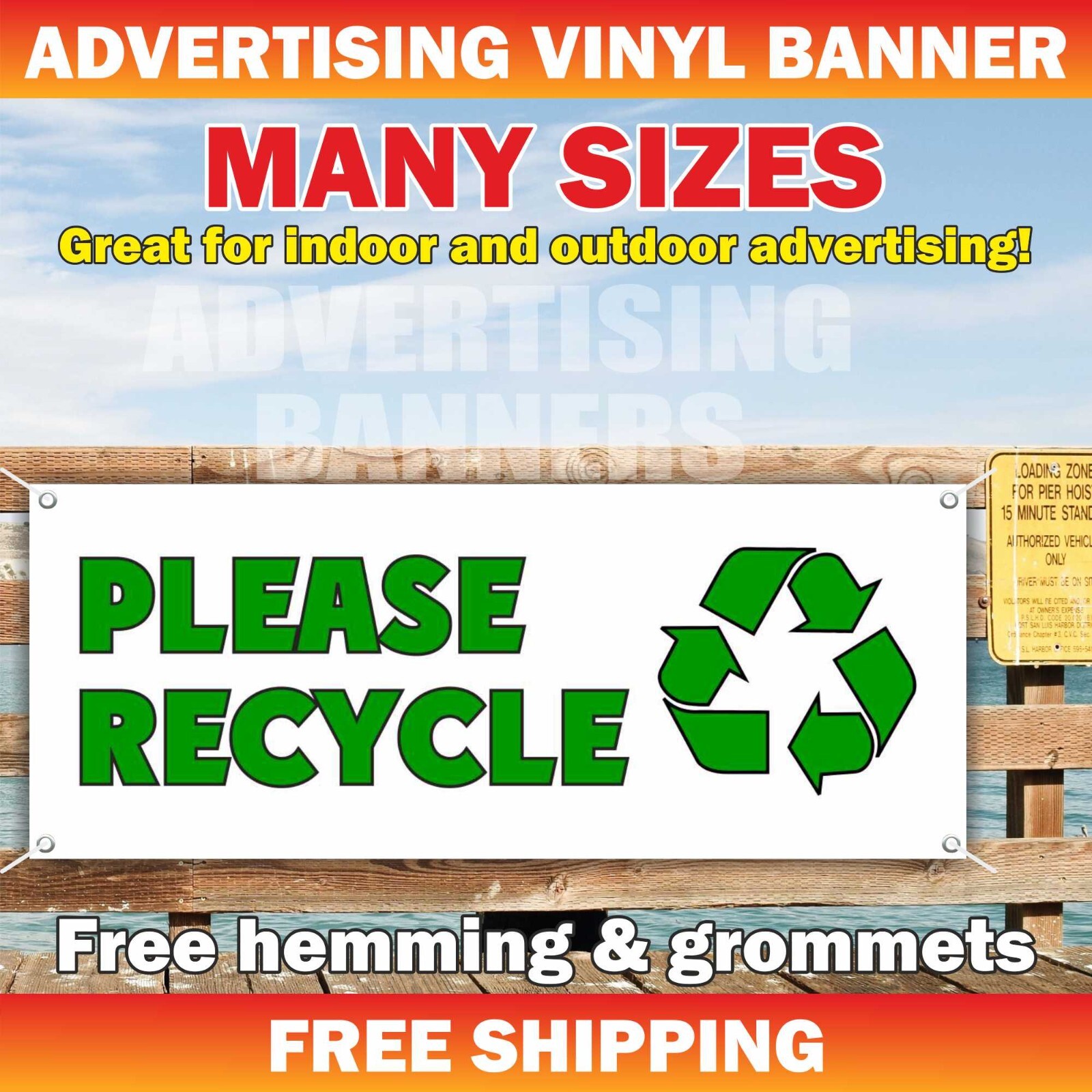 Please RECYCLE Advertising Banner Vinyl Sign drop off center battery service
