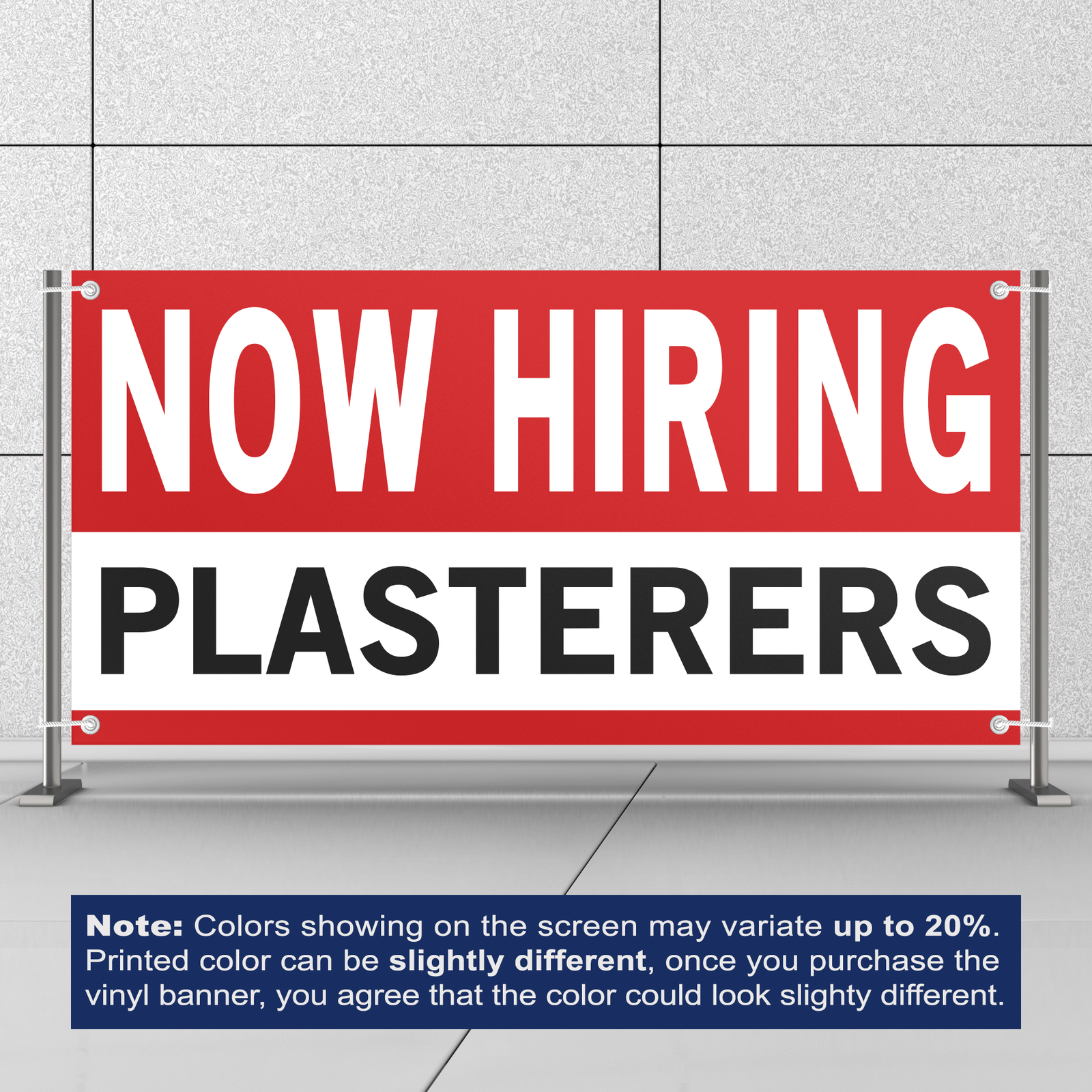 Now Hiring Plasterers 13 oz Heavy Duty Vinyl Banner Jobs Available Finishers
