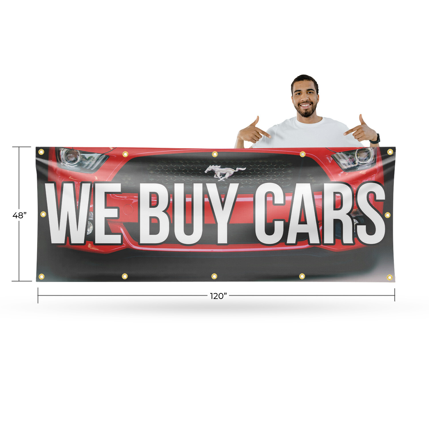 We Buy Cars 13 oz Vinyl Banner Sign with Metal Grommets Heavy-Duty Single-Sided