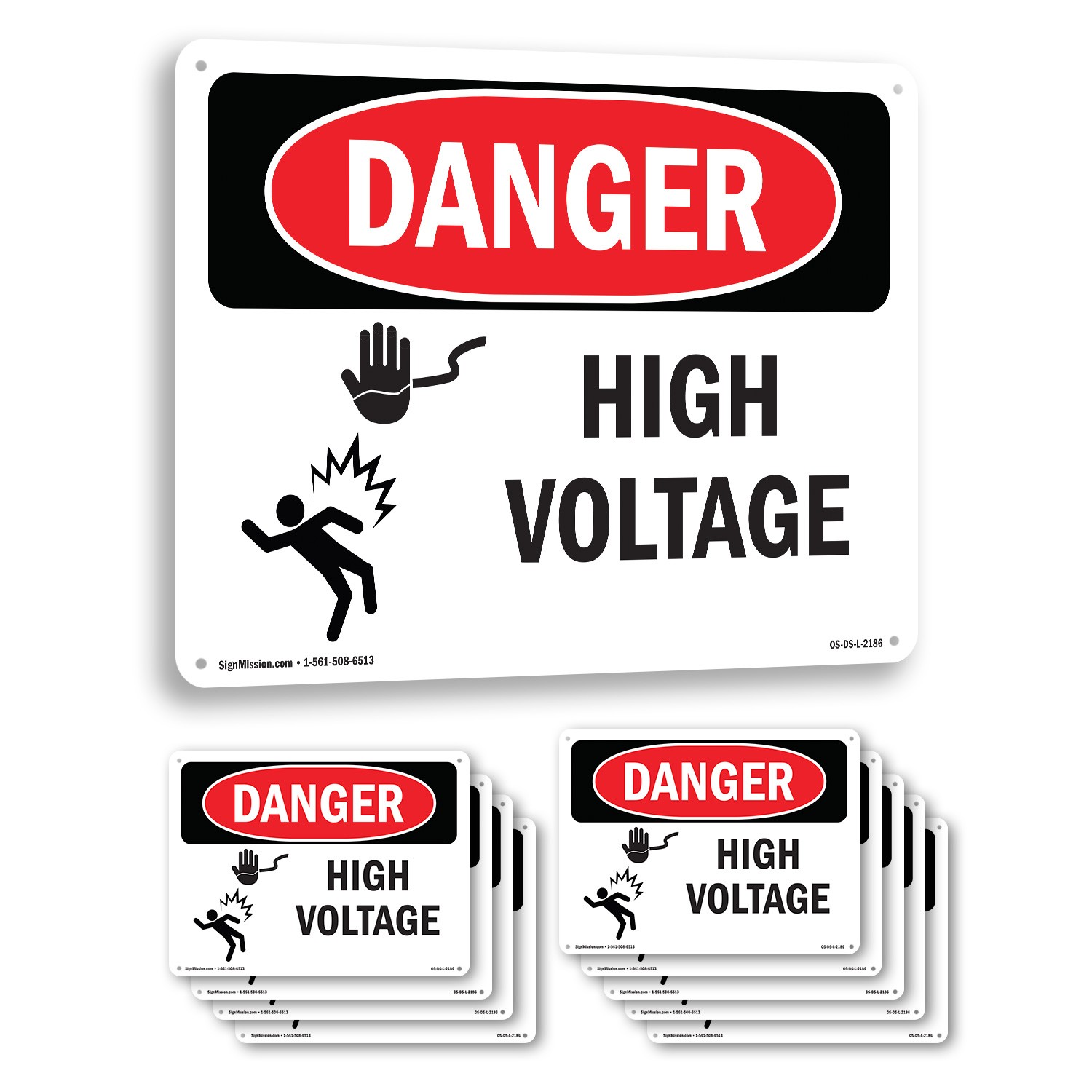 High Voltage OSHA Danger Sign Metal, Plastic, Or Decal – 5 or 10 Pack