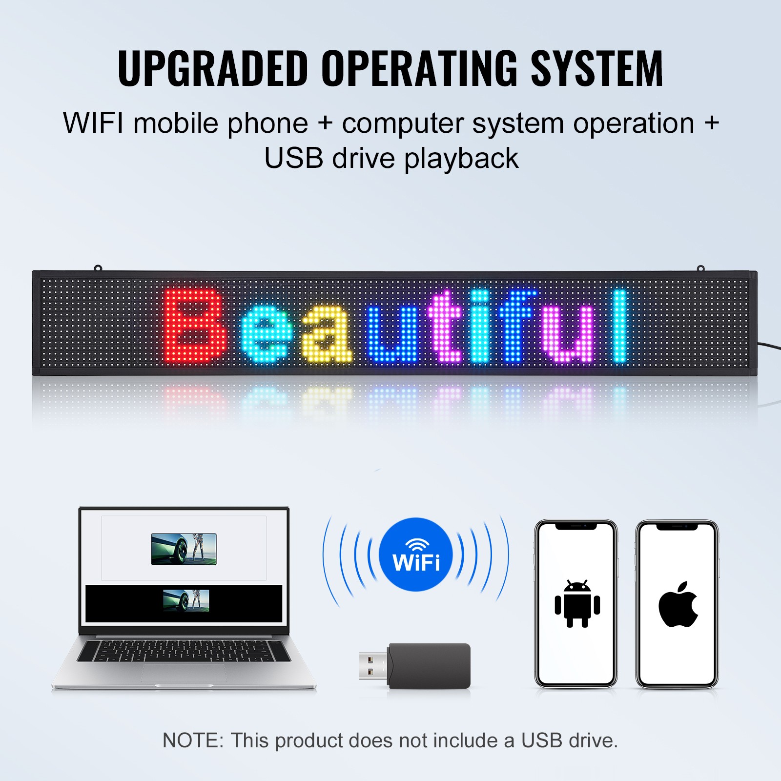 Uimoso 52″x8″ Programmable LED Sign Scrolling Display Board P10 Full Color