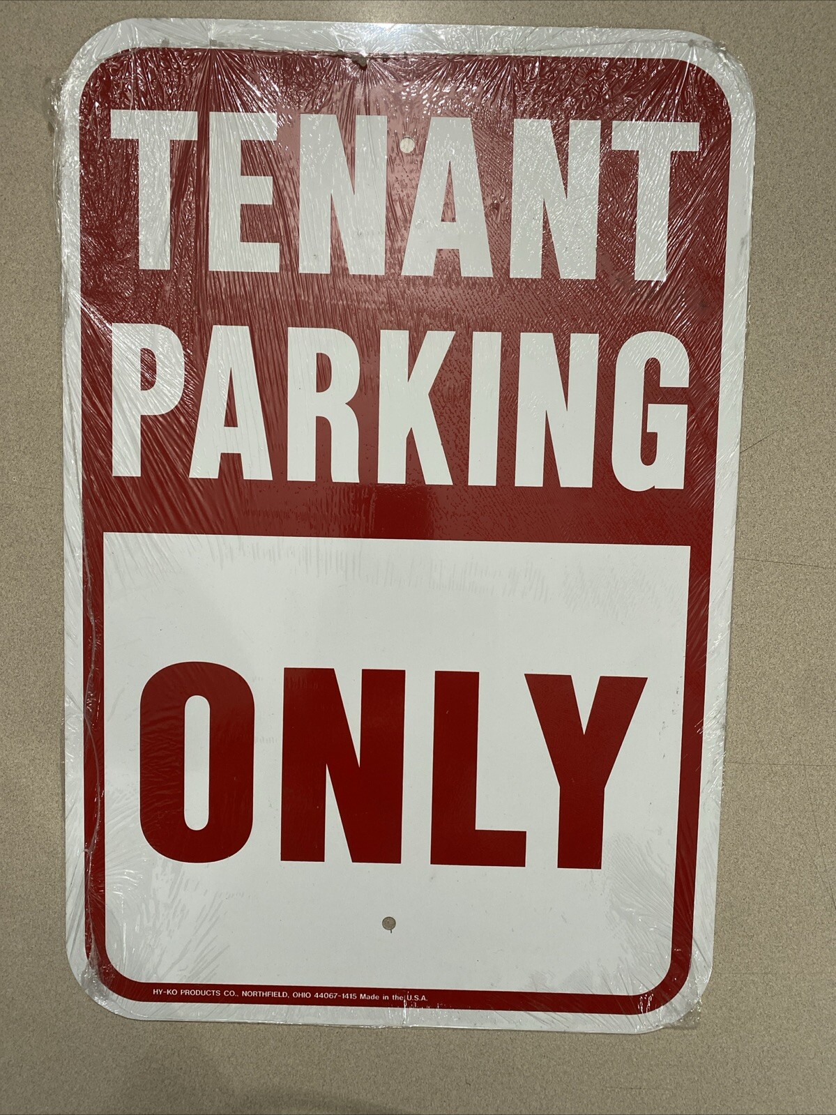TENANT PARKING ONLY Aluminum Sing 12 In x 18 in Red & White