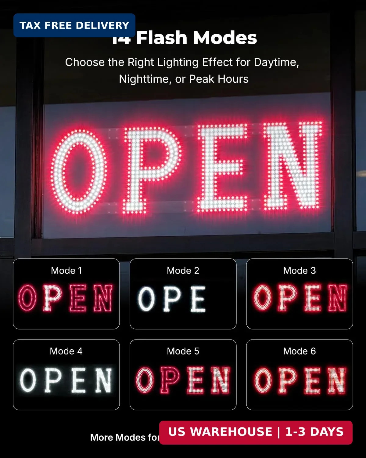 40 x 12 Inch LED Open Sign for Business – Timer via Remote & BT APP Control, Ult