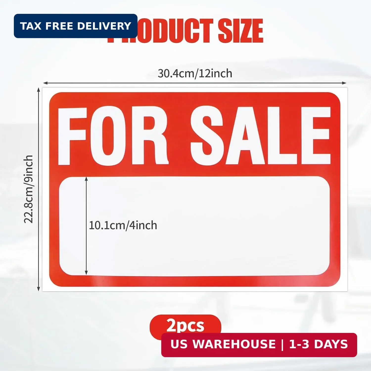 2 Pcs Car for Sale Sign 12″ X 9″ Self Adhesive Vinyl for Sales Signs Car | Car S