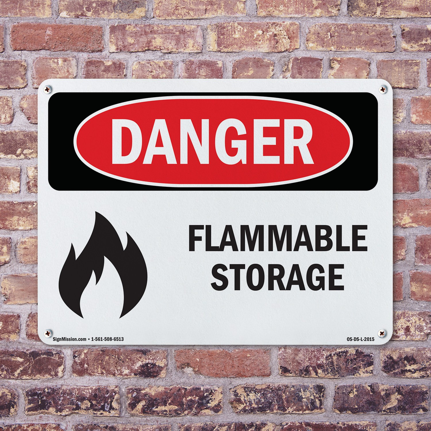 Flammable Storage OSHA Danger Sign Metal, Plastic, Or Decal – 5 or 10 Pack
