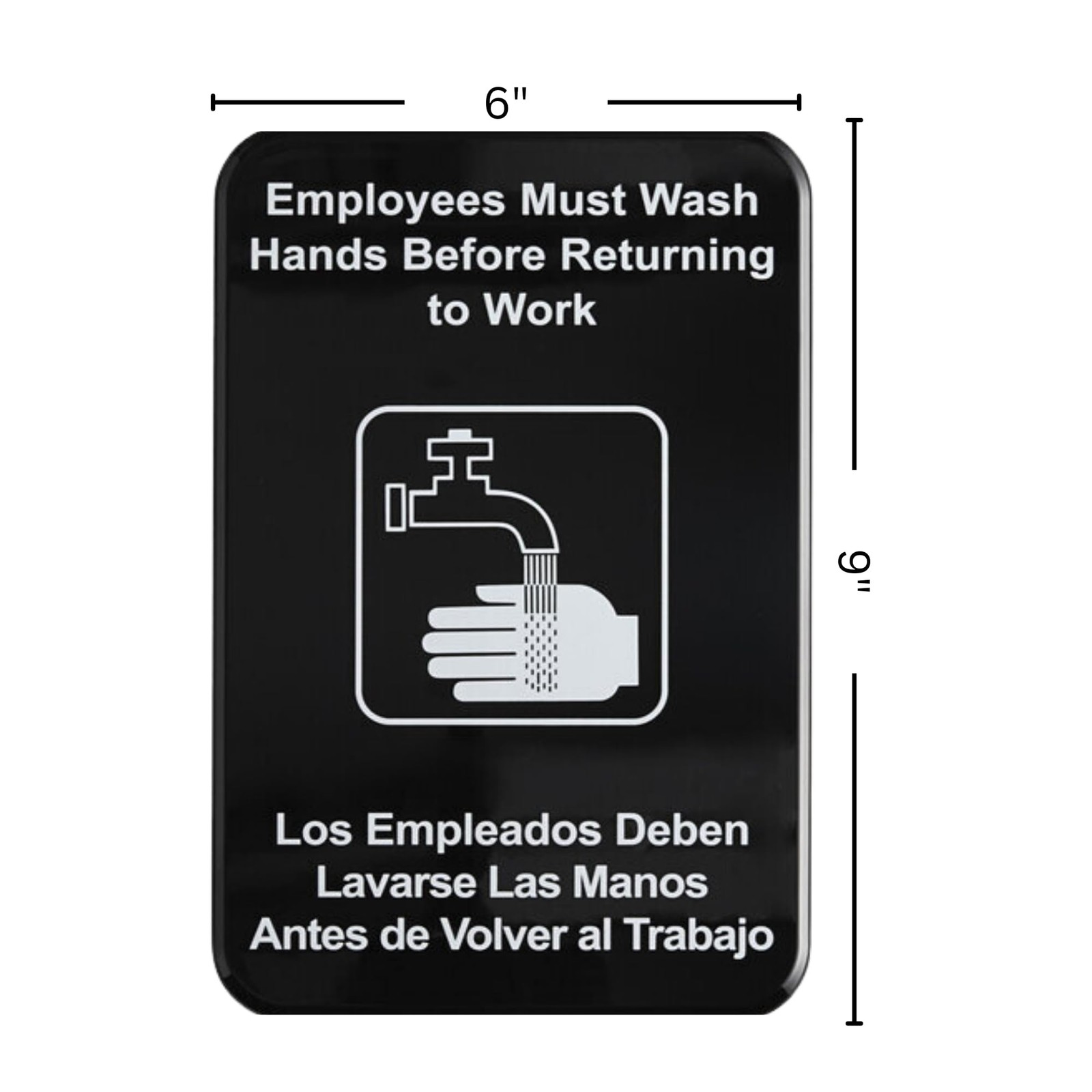 Employees Must Wash Hands Before Returning To Work Sign English Spanish w/ Ad…