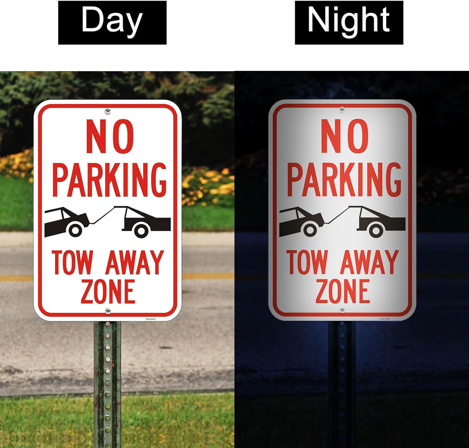 Large 4-Pack No Parking Tow Away Zone Sign – Reflective Aluminum 12×18 Inches