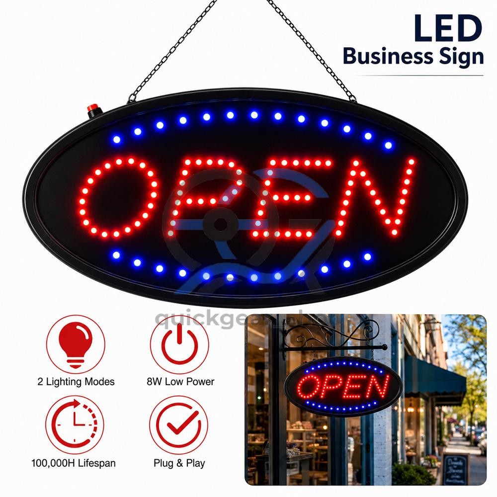 OPEN LED Neon Sign Animated Motion Ultra Bright Business Store Window w/ ON OFF