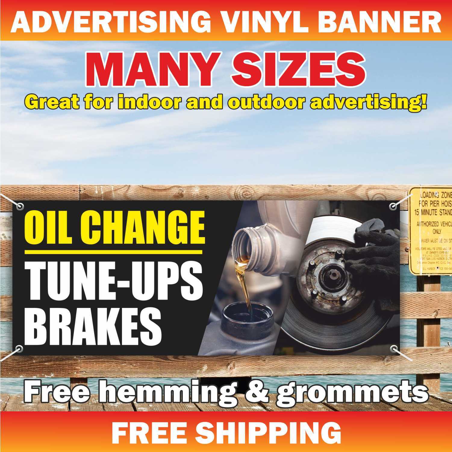 TUNE UPS BRAKES OIL CHANGE Advertising Banner Vinyl Mesh Sign service repair car