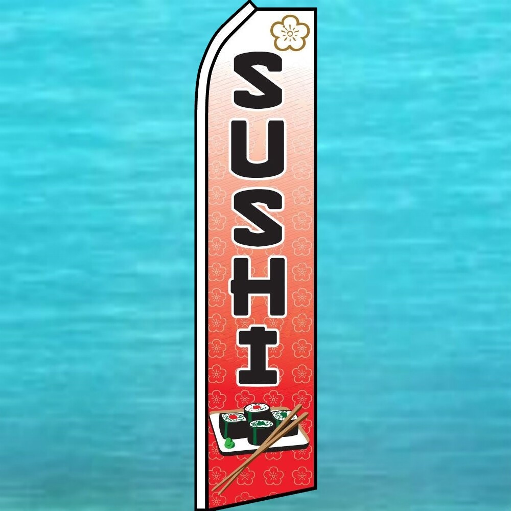 SUSHI SUPER FLUTTER FLAG Tall Food Advertising Sign Feather Swooper Wind Banner