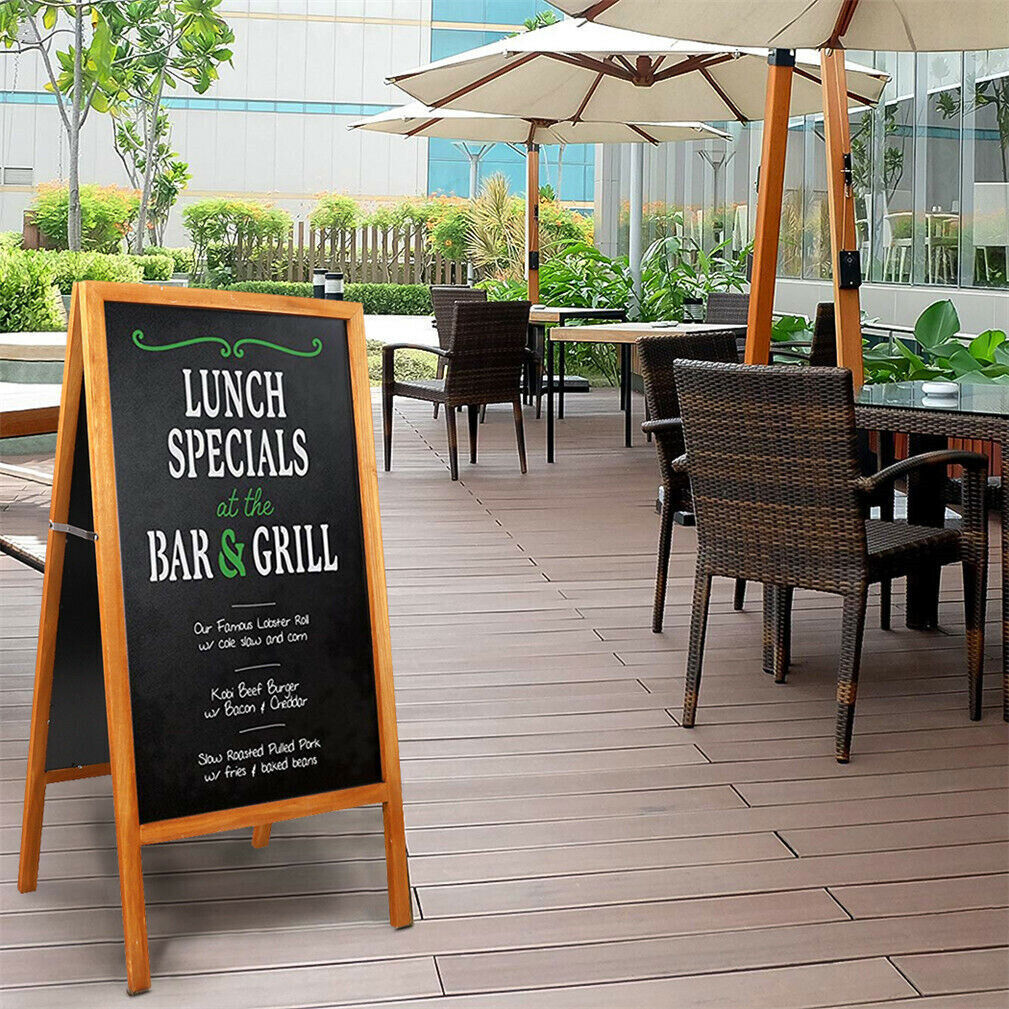 Heavy Rustic Large Wood A-Frame Magnetic LED Chalkboard Blackboard Wedding Cafe