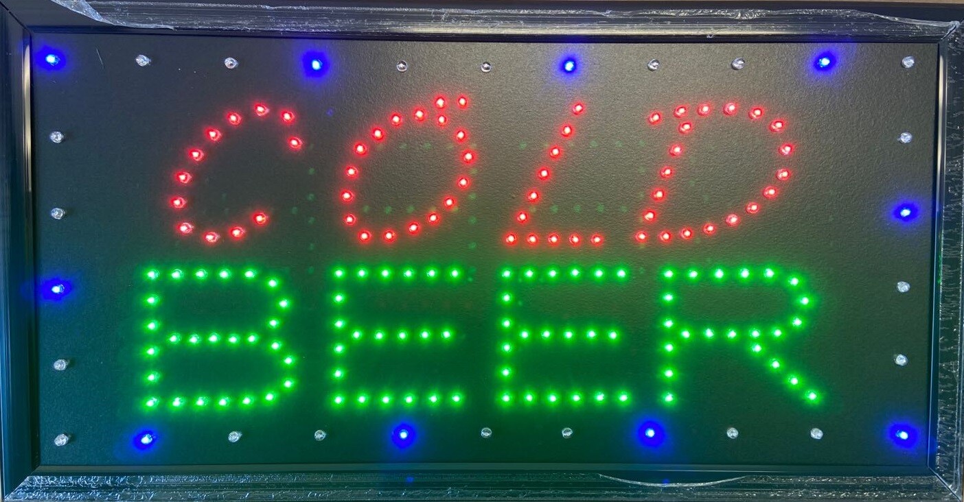 10″*19″ LED Cold Beer Restaurant Cafe SIGN OnOff Switch Bright Open Light Neon