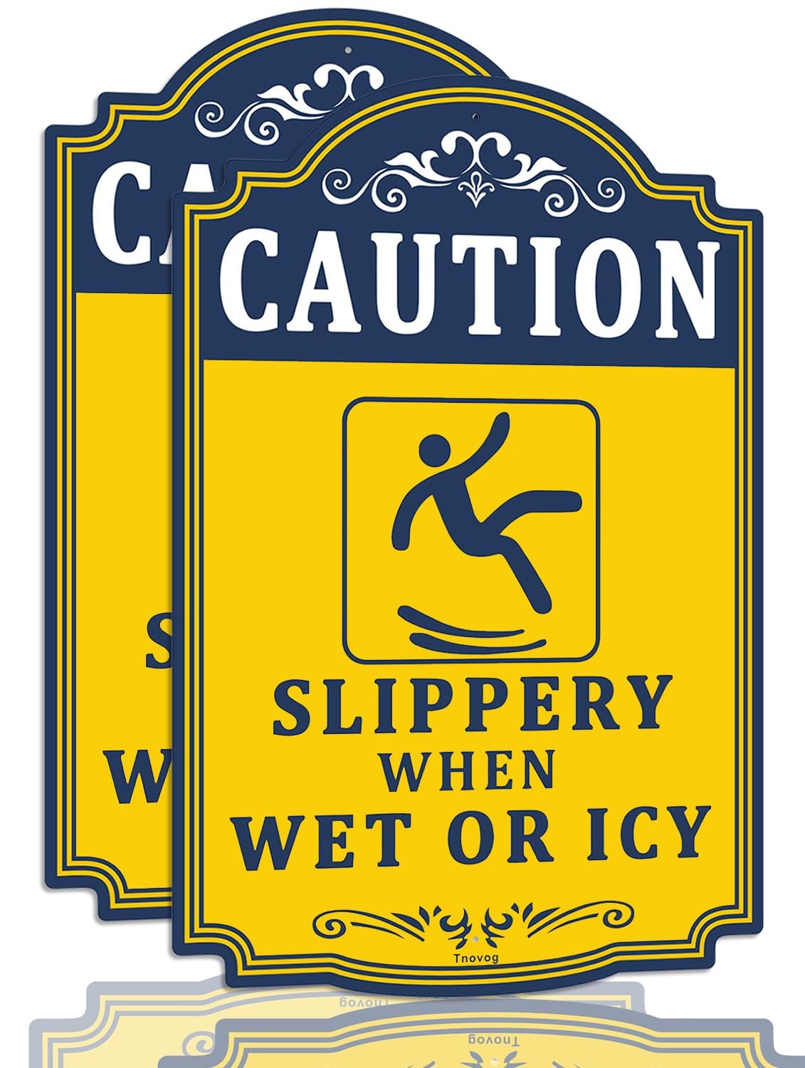 Caution Slippery When Wet Icy Sign 12×8 Inches Reflective Aluminum 2 PCS