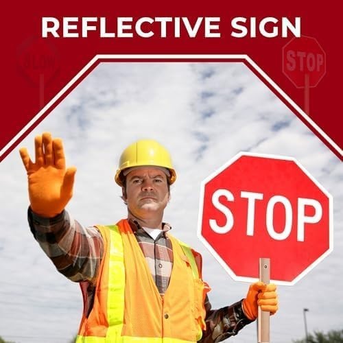 Double-Sided Stop Slow Signs with High Visibility for Traffic Control – 12×12