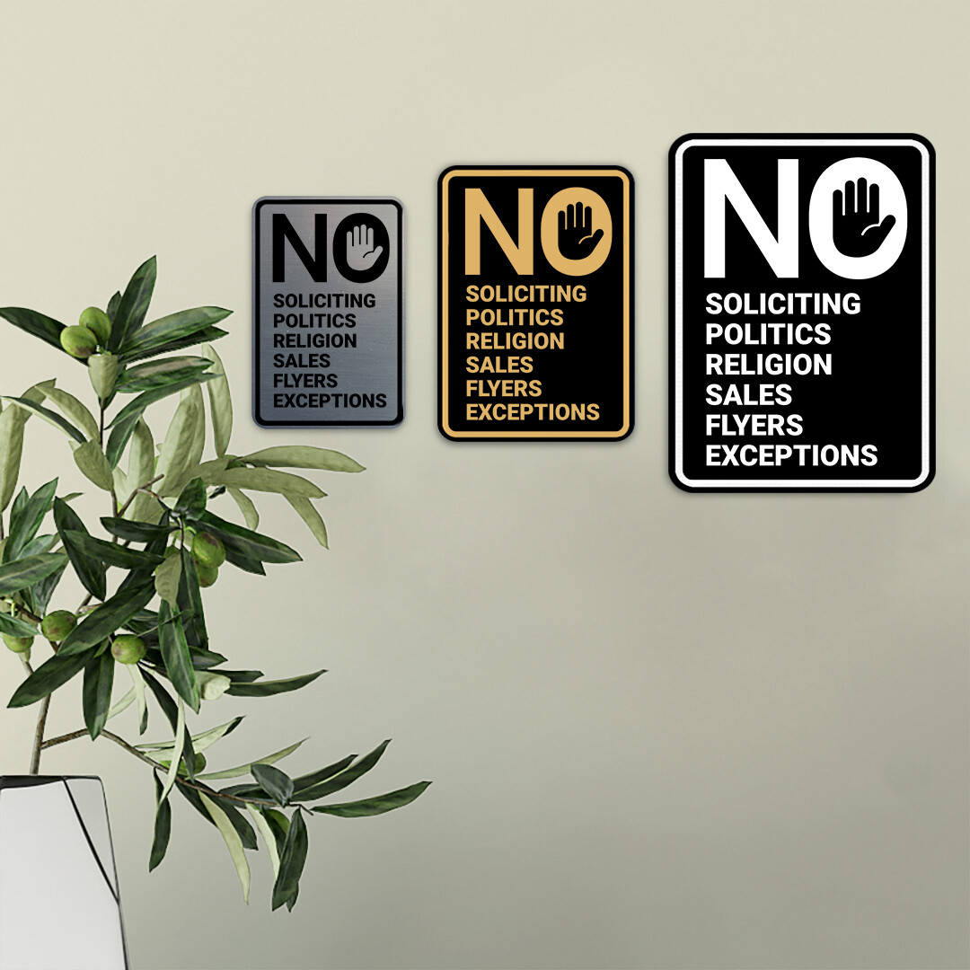 Portrait Round No Soliciting No Politics No Religion No Sales No Flyers