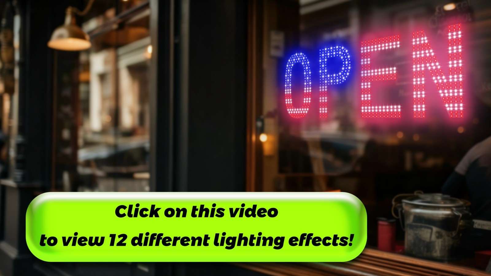 Large LED Open Sign for Business – 30″x10″ Bright Remote Control, Dimmable, 12 M