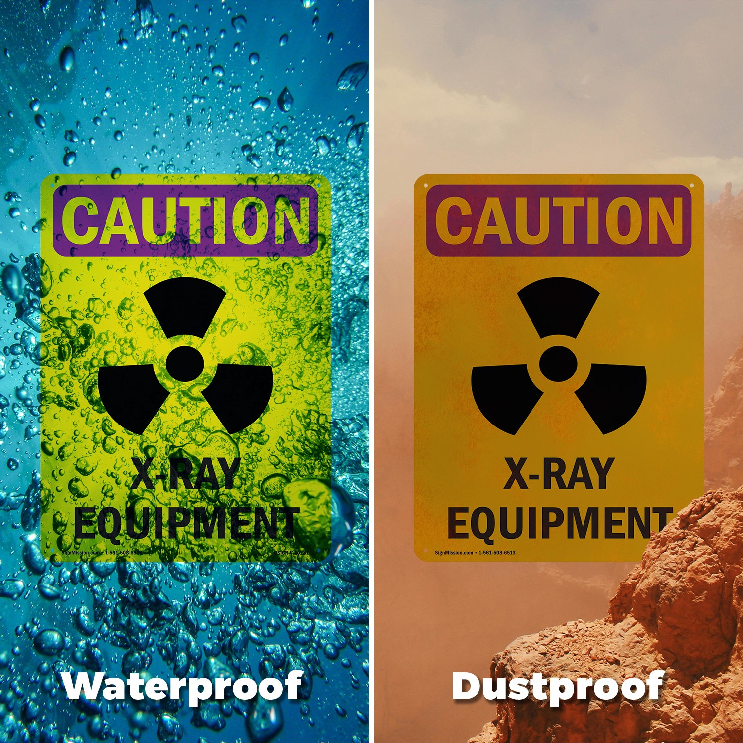 X-Ray Equipment With Symbol OSHA Caution Radiation Sign Or Decal – 5 or 10 Pack