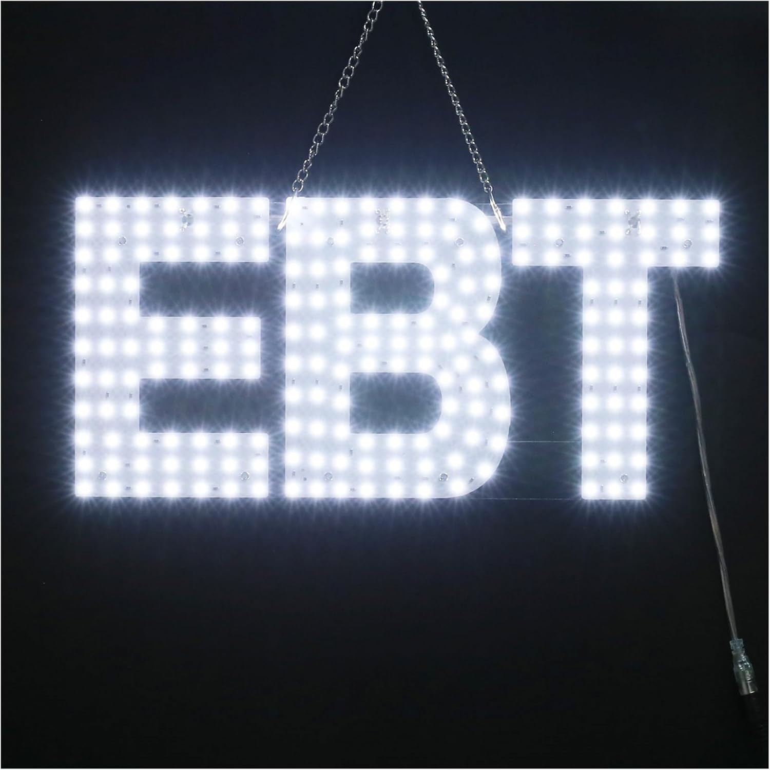 Large LED EBT Store Sign – 30″x10″ White, Super Bright, Unique, Window Display
