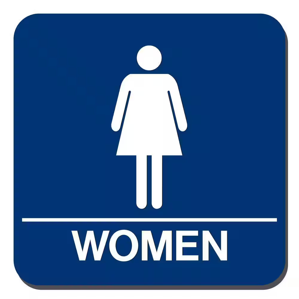 8 In. X 8 In. Blue Plastic with Women Symbol Sign