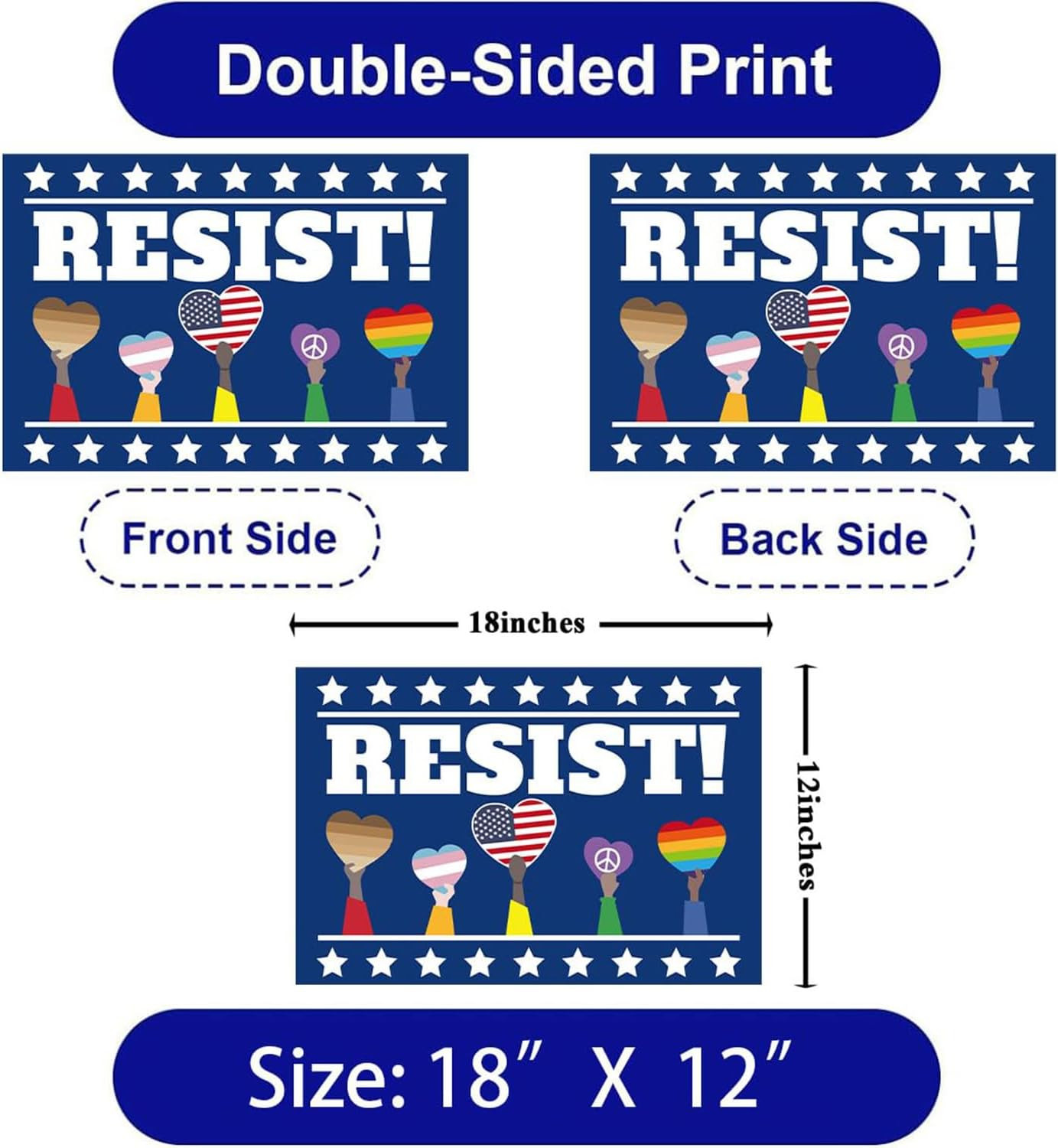 Double-Sided Political Protest Yard Sign – Save Democracy 18″x12