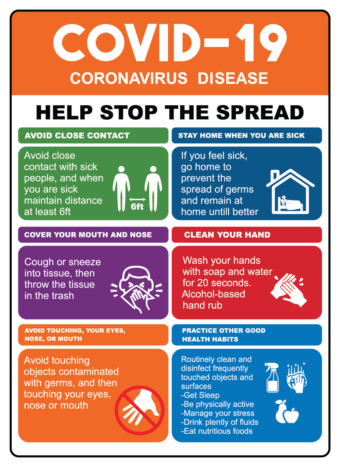 HELP STOP THE SPREAD! CD-19 INFORMATION SHEET | Adhesive Vinyl Sign Decal
