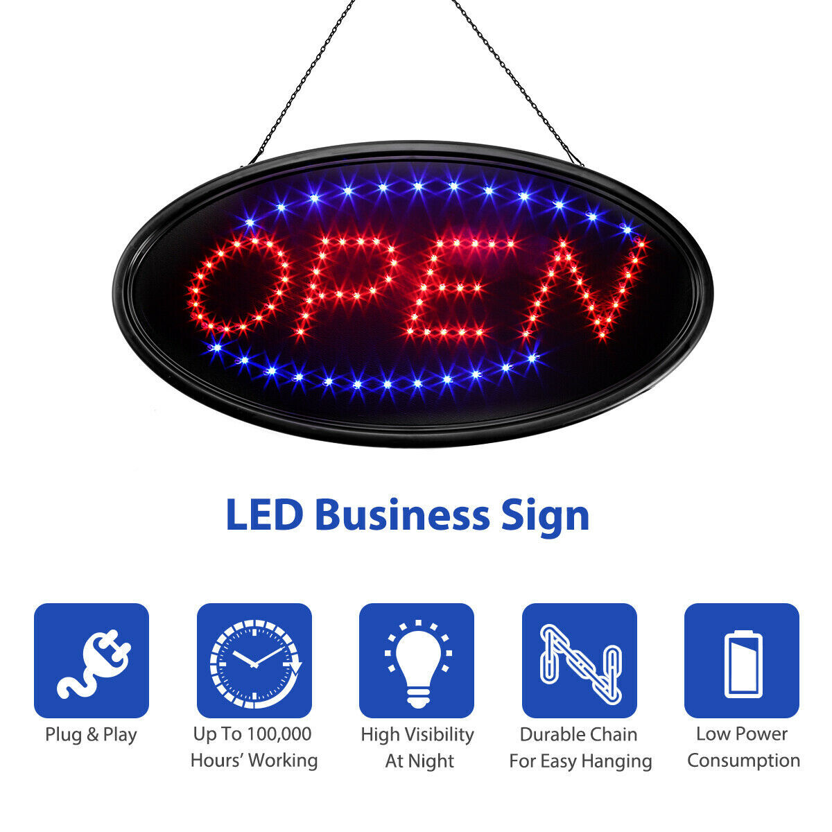 Ultra Bright LED Neon Light OPEN Business Sign Board Animated Motion with ON/OFF