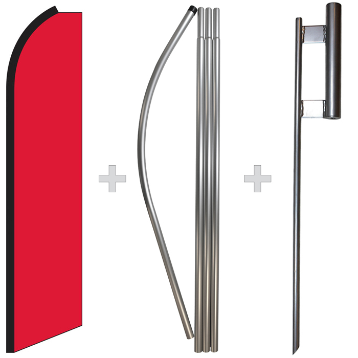 Solid Red 15′ Tall Swooper Flag & Pole Kit Feather Super Bow Banner