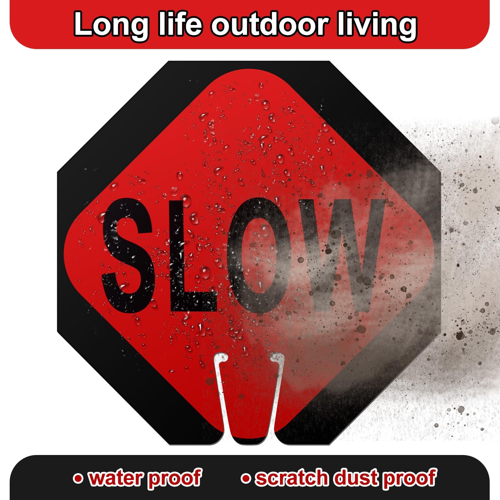 6 Pcs 12 x 12 Inches Traffic Cone Top Warning Signs Include PVC Stop and Slow…