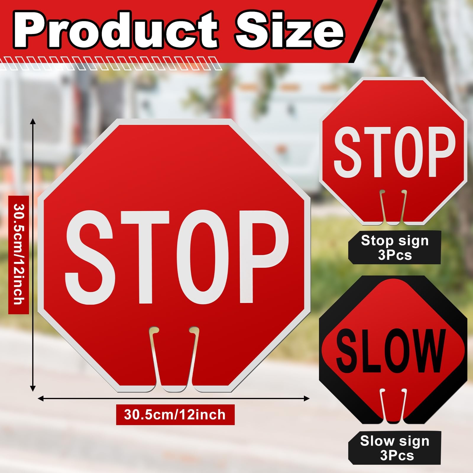 6 Pcs 12 x 12 Inches Traffic Cone Top Warning Signs Include PVC Stop and Slow…