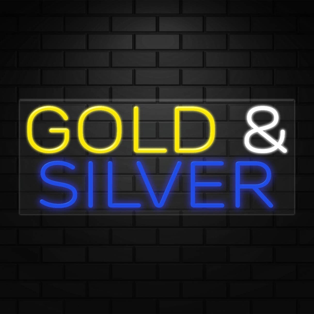 Gold & Silver Sign for Business Displays | LED Flex Neon | 32″W x 13″H x 1″D