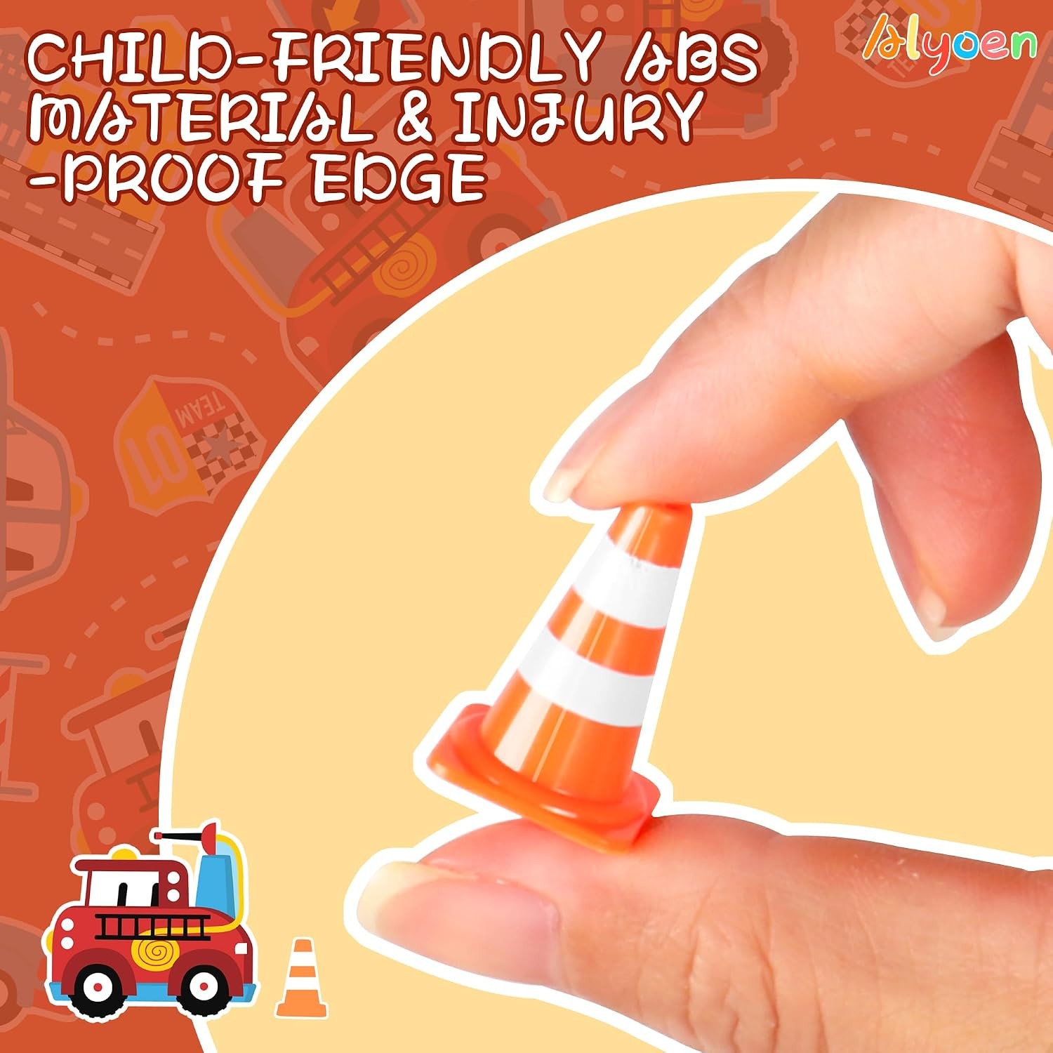 50pc Mini Traffic Cones 1 Inch Tiny Orange Plastic Toy Construction Sign Blocks