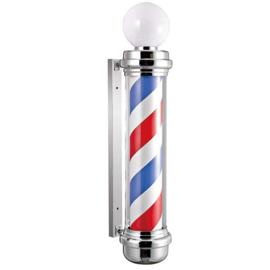 Barber Shop Pole Sign LED Light 34″ Rotating Stripes Hair Salon Wall Mounted