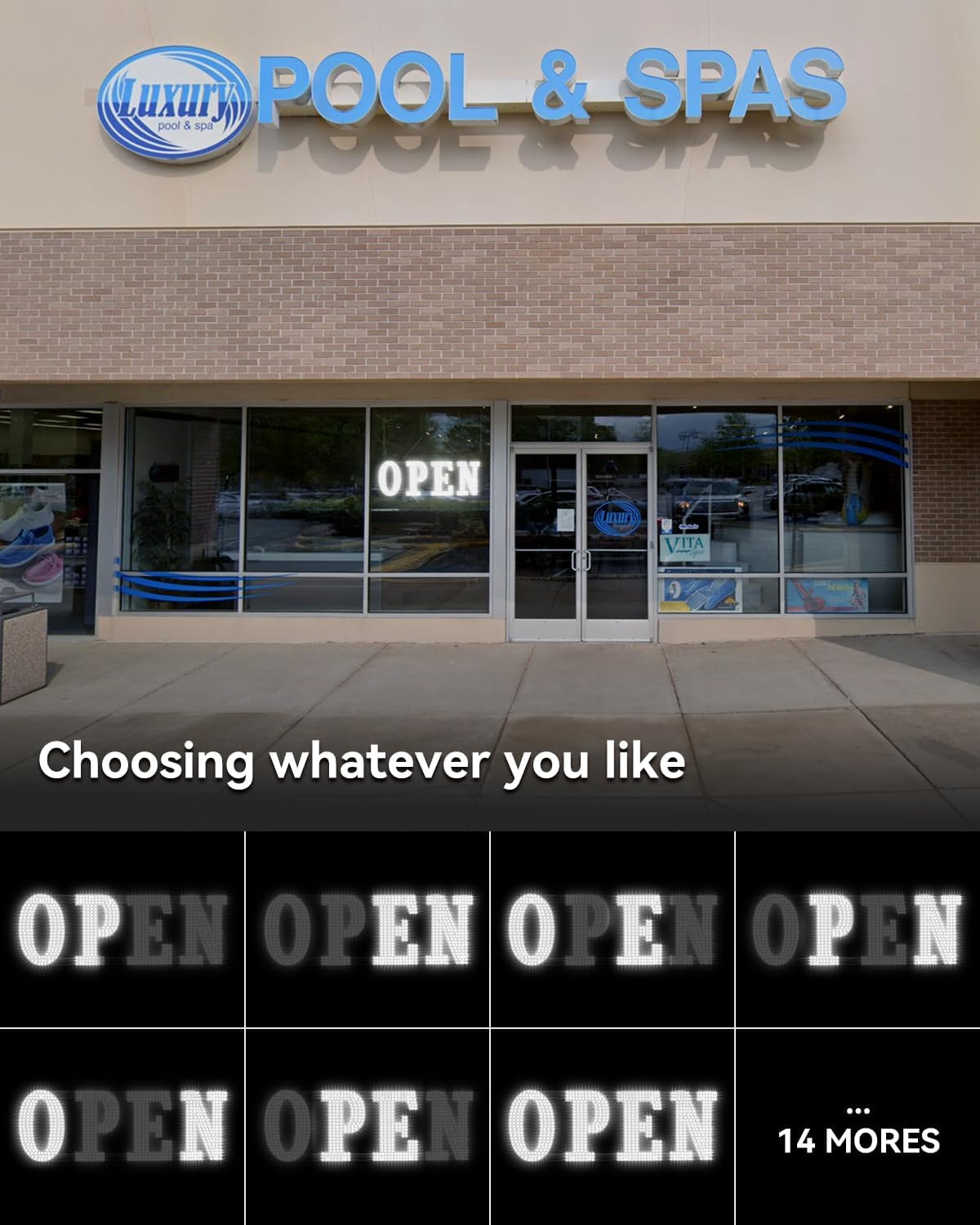 Jumbo 40″x14″ LED Open Sign with Timer & Remote for Storefronts & Cafes