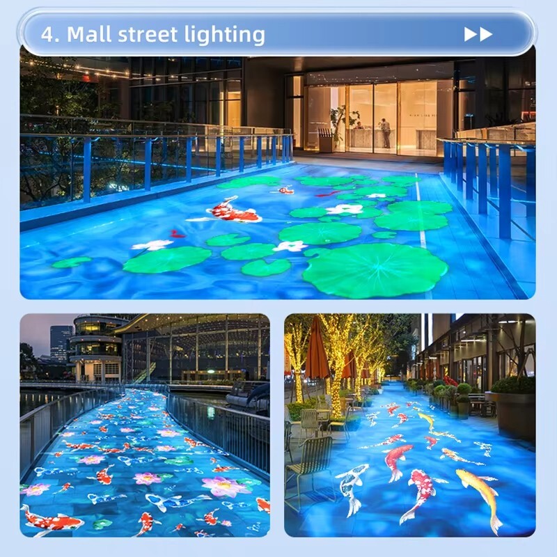 110W Double Head Dynamic Water Ripple Light Wall Bridge Garden Gobo Projector