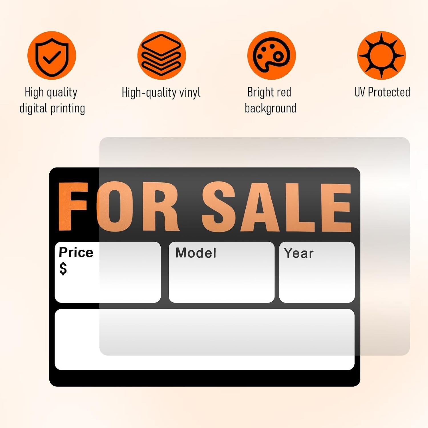 Plastic Auto for Sale Sign – 8 in. x 12 in. Durable, Weatherproof, Easy to Read