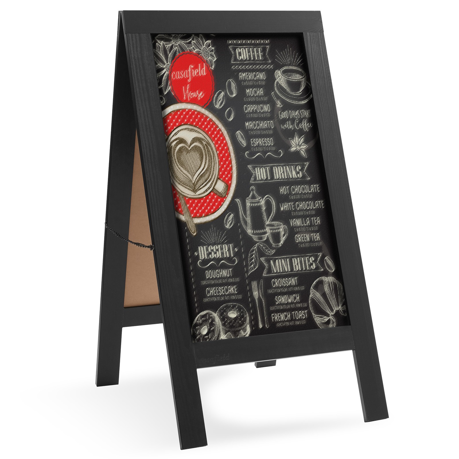 A Frame Chalkboard Sign, 40″x20″ Double-Sided Magnetic Menu Board, Black