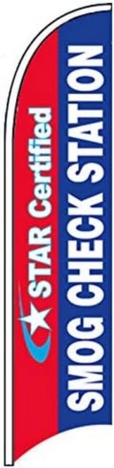Star Certified SMOG Check Windless Feather Flag 2.5×11.5 Ft for Outdoor Use