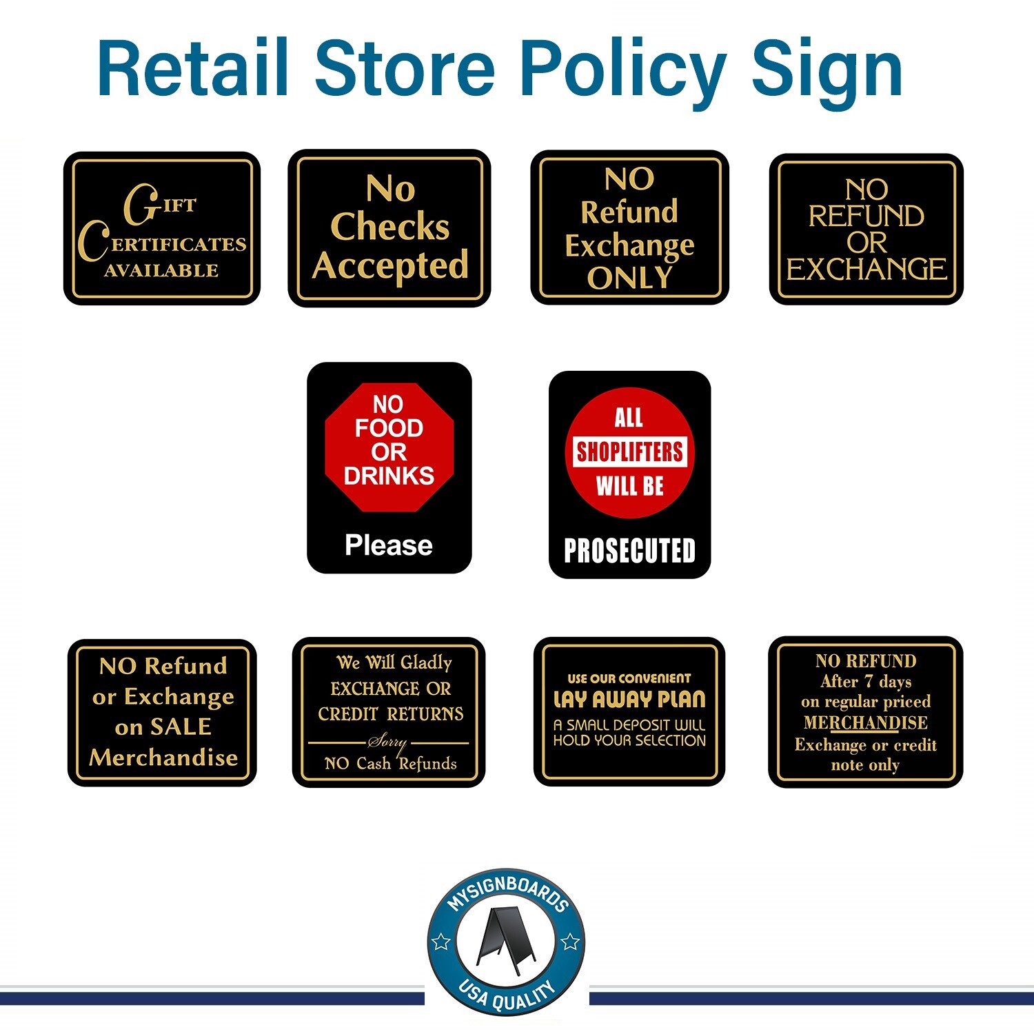 No Refund Or Exchange Retail Store Merchandise Business Store Shop Sale Sign