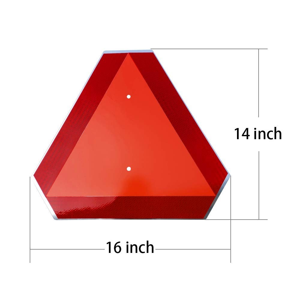 Orange Slow Moving Vehicle Sign,Triangle Sign,SMV sign 14″x16″Aluminum Diamon…