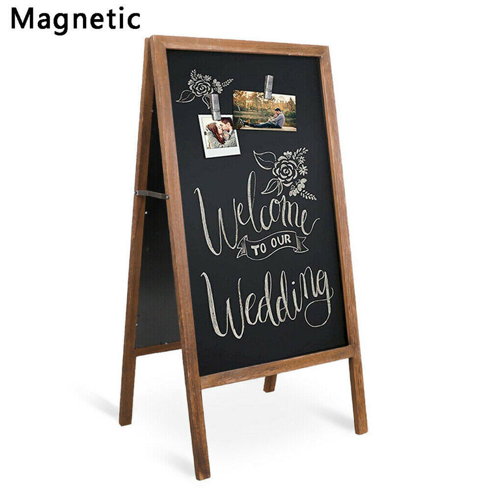Heavy Rustic Large Wood A-Frame Magnetic LED Chalkboard Blackboard Wedding Cafe
