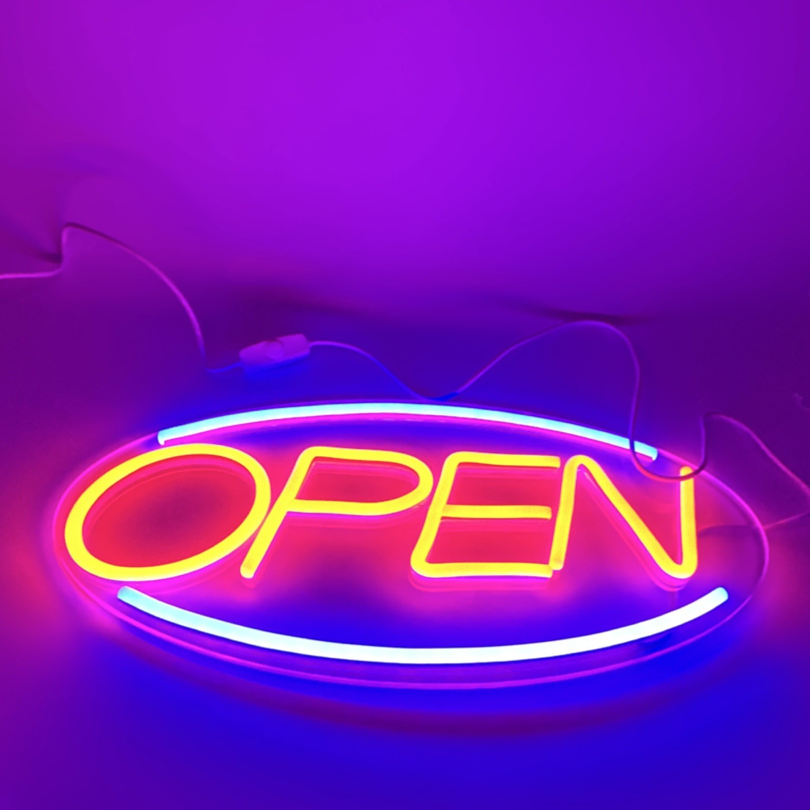 LED OPEN Illuminated Wall Mounted Multi-Color Retail Frame Sign Plastic